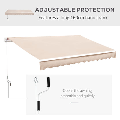 Manual Retractable Awning, 3x2.5 m-Ivory White