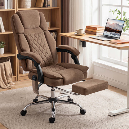 Office Chair with 6-Point Vibration Massage and Heat, Executive Computer Desk Chair with High Back, Reclining, Brown