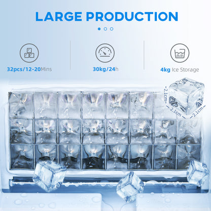 Commercial Ice Maker with 4kg Ice Storage - Silver Tone