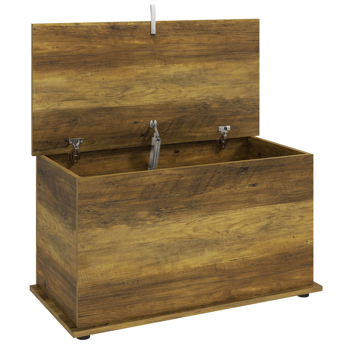 Storage Chest, 102L Blanket Box, Shoe Bench Safety Hinged Lid, Bed End Bench for Bedroom, 80 x 40 x 45cm, Brown
