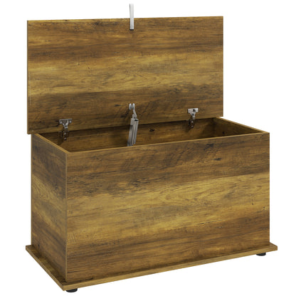 Storage Chest, 102L Blanket Box, Shoe Bench Safety Hinged Lid, Bed End Bench for Bedroom, 80 x 40 x 45cm, Brown