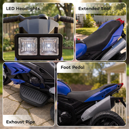 Kids Electric Motorcycle Ride-On Toy, 3-Wheel Battery-Operated Motorbike with Horn, Toddler Ride On Bike, Blue