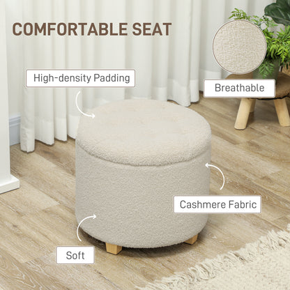 40.5L Teddy Fleece Storage Ottoman - Cream White