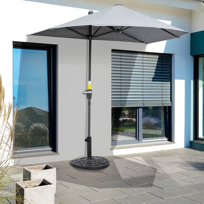 9kg Resin Parasol Base, Half Round Umbrella Stand with Floral Design for Garden, Outdoor, Suitable Umbrella Rod: Ø3.8cm