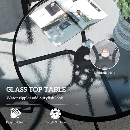Five-Piece Steel Patio Set, with Glass-Top Table - Dark Blue
