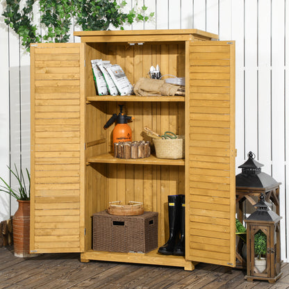 Wooden Garden Storage Shed with Shelves, Outdoor Tool Cabinet with Asphalt Roof for Patio Organisation, 87cm x 47cm x 160cm