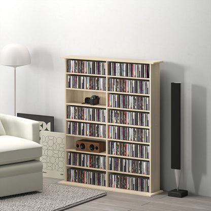 16-Compartment Media Shelf - Nature Wood Finish
