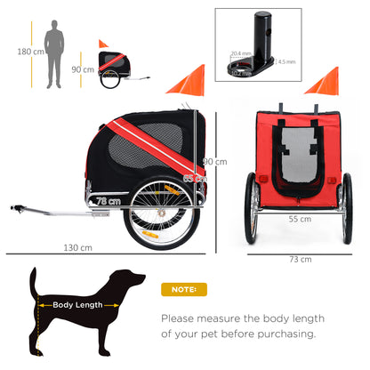 Bicycle Pet Trailer in Steel Frame-Red/Black