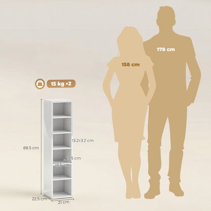 Set of 2 CD Media Display Shelf Unit Tower Rack with Adjustable Shelves, High Gloss White