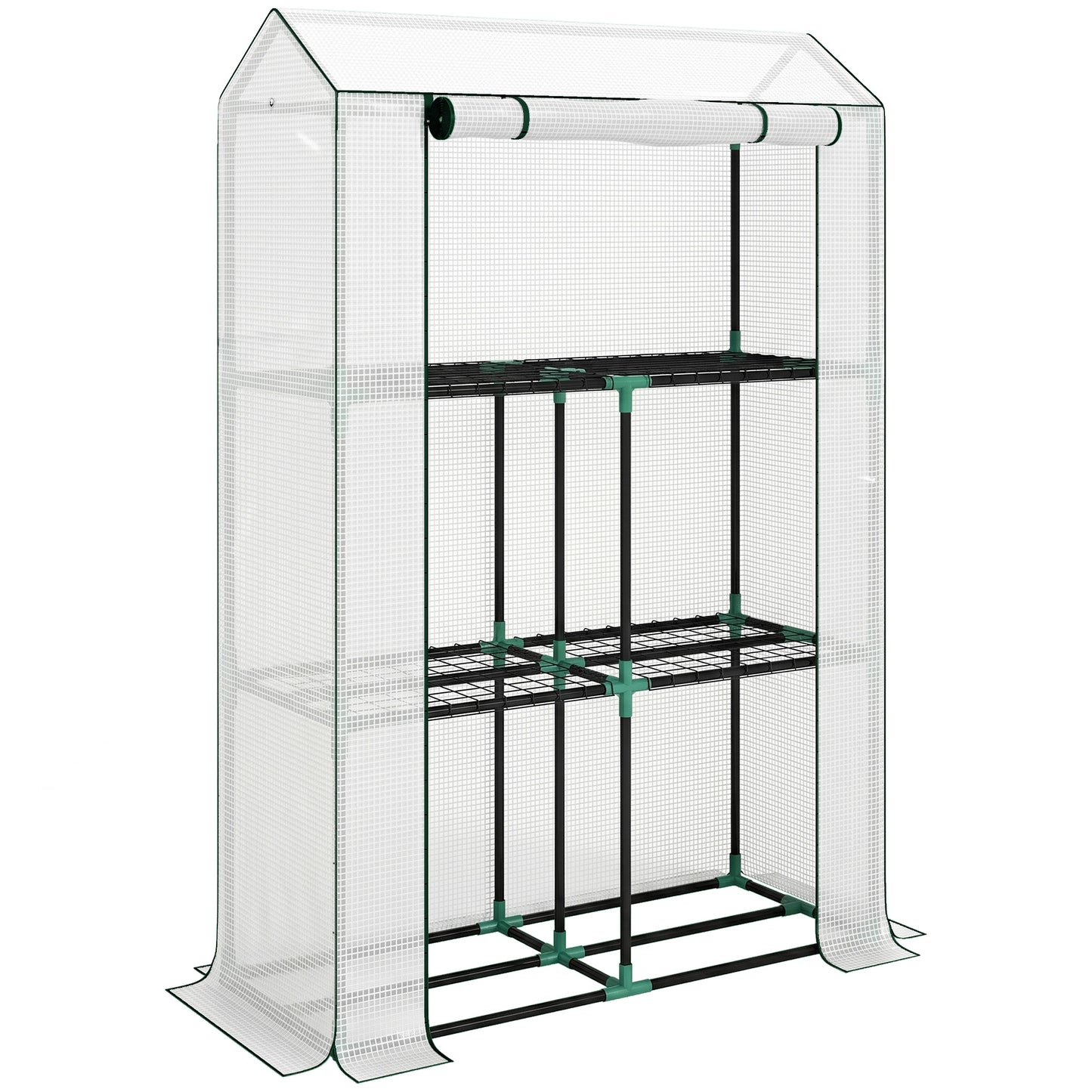40 x 100cm Three Shelf Steel Frame Greenhouse - White