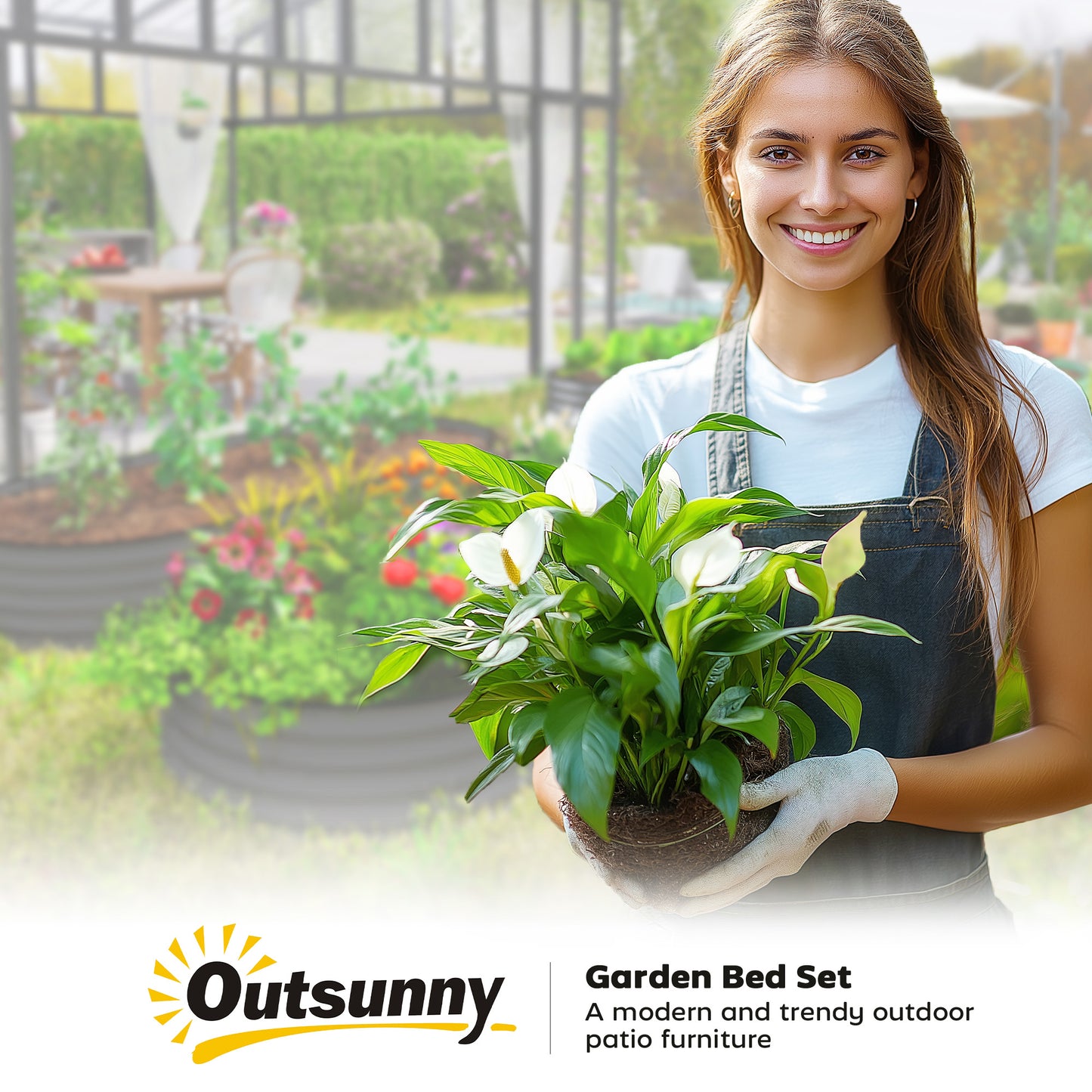 Set of Two 181 x 93cm Steel Planters - Dark Grey