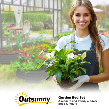 Set of Two 181 x 93cm Steel Planters - Dark Grey