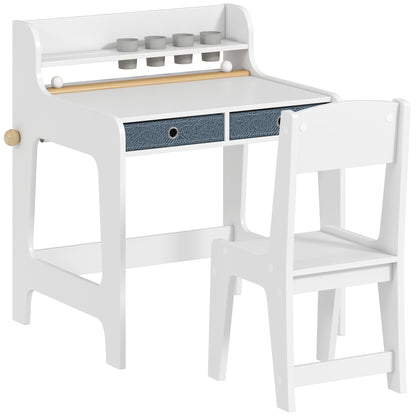 Art Table and Chair Set for children, Kids Art Desk and Chair Set with Storage Shelf and Drawers