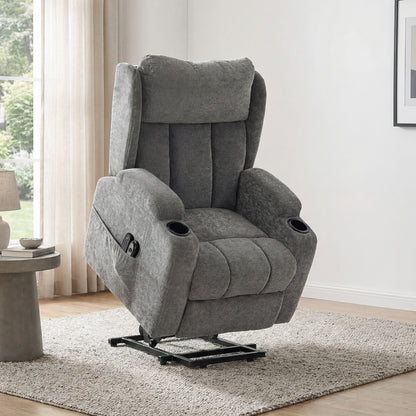 Power Lift Recliner Chair with Vibration Massage and Heat, Chenille Riser and Recliner Armchair for Elderly, Grey