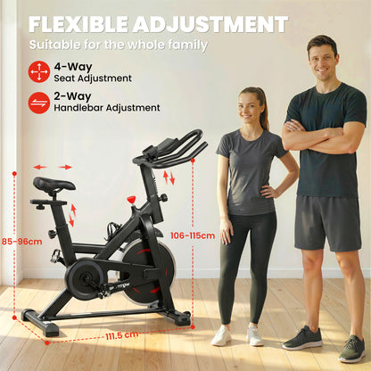 Exercise Bike, Indoor Stationary Bike with Smart APP, 0-100% Magnetic Resistance, Adjustable Seat & Handlebars