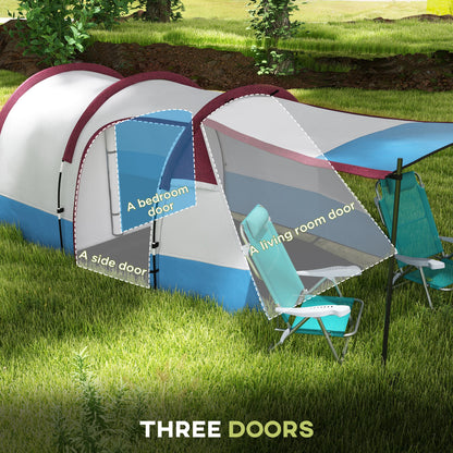 Two Man Two-Room Tent, with Porch and Accessories - Red