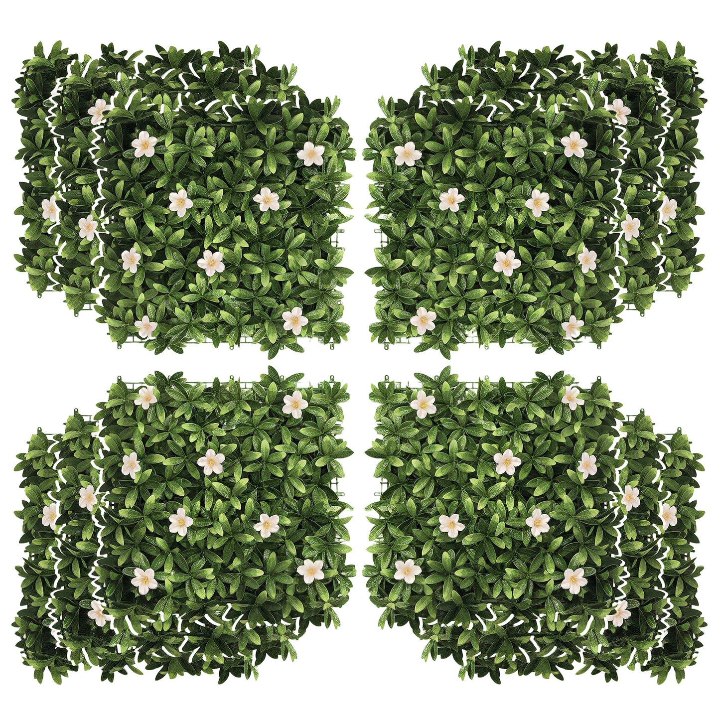 12PCS Artificial Boxwood Wall Panels 50cm x 50cm Grass Privacy Fence Screen Faux Hedge Greenery Backdrop Encrypted Grass with