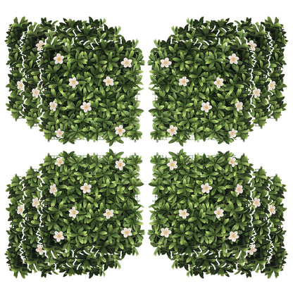 12PCS Artificial Boxwood Wall Panels 50cm x 50cm Grass Privacy Fence Screen Faux Hedge Greenery Backdrop Encrypted Grass with