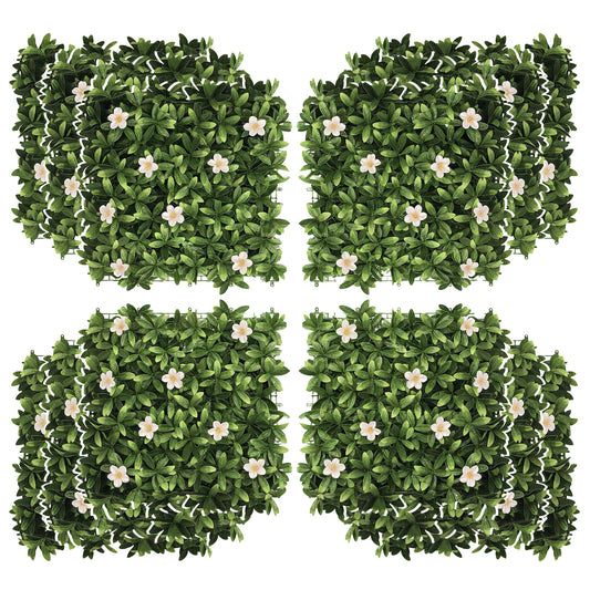 12PCS Artificial Boxwood Wall Panels 50cm x 50cm Grass Privacy Fence Screen Faux Hedge Greenery Backdrop Encrypted Grass with