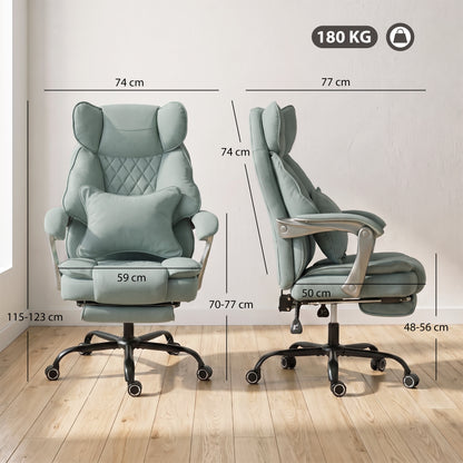 Executive Office Chair, Leathaire Big and Tall Office Chair 180 kg with Wide Seat, Reclining, Lumbar Support, Blue