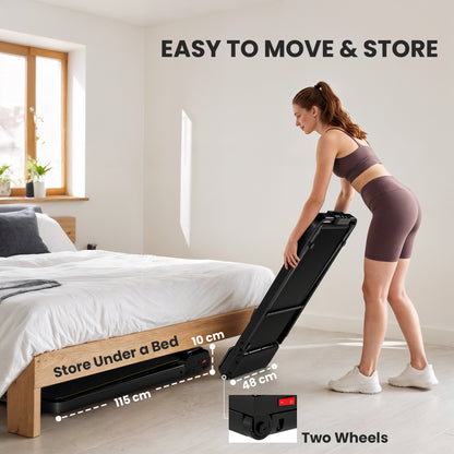 Folding Walking Treadmill, Under Desk Walking Pad with Incline, Black
