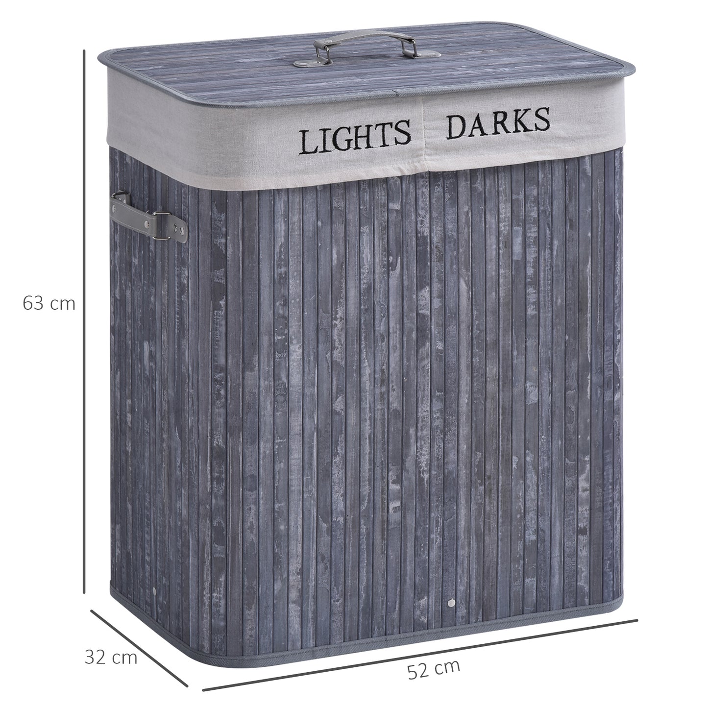 100L Collapsible Natural Wood Laundry Hamper Organizer Clothes Washing Basket Bin Storage Box w/Lid Removable Lining 52x32x63