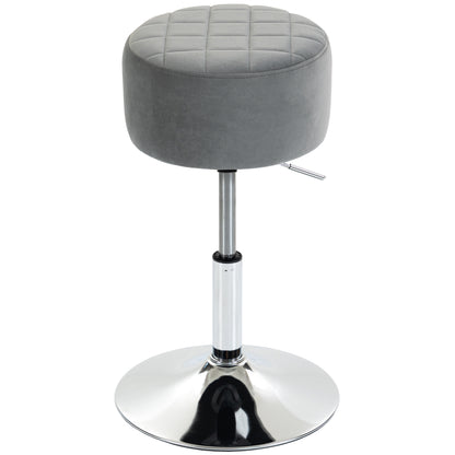 Bar Stool Adjustable Swivel Chair Velvet-Feel Seat 1 Piece, Grey