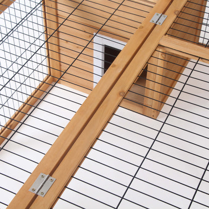 Rabbit Hutch Outdoor, Guinea Pig House, Bunny Run Cage with Openable Top for 1–2 Rabbits, 123 x 120 x 52cm, Yellow