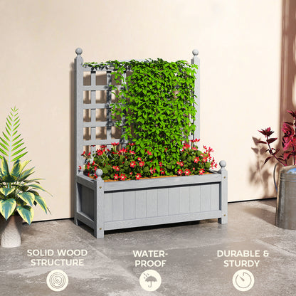 Garden Planters with Trellis for Climbing Vines, Wood Raised Beds for Garden, Flower Pot, Indoor Outdoor, Grey