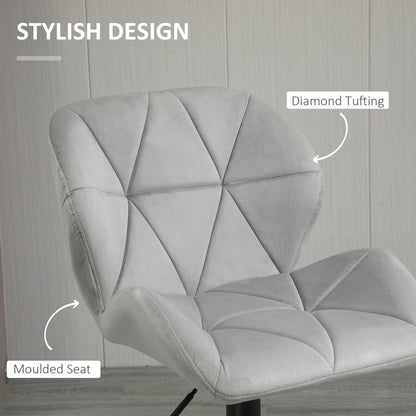 Bar Stools Set Of 2, Luxurious Velvet-Touch Barstools with Metal Frame Footrest Round Base Triangle Indenting Moulded Seat Ad