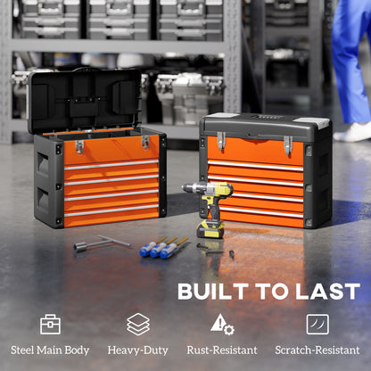 4 Drawers Large Toolbox - Orange
