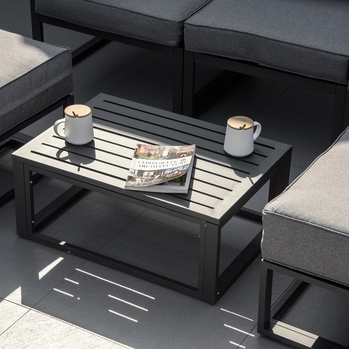 6 Piece Outdoor Couch, Sectional Sofa Set with Aluminum Patio Conversation Furniture, Grey