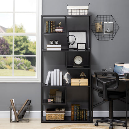 Industrial Accent Display Rack 7 Tier Bookcase, Display Rack for Living Room, Office, Bedroom, Black