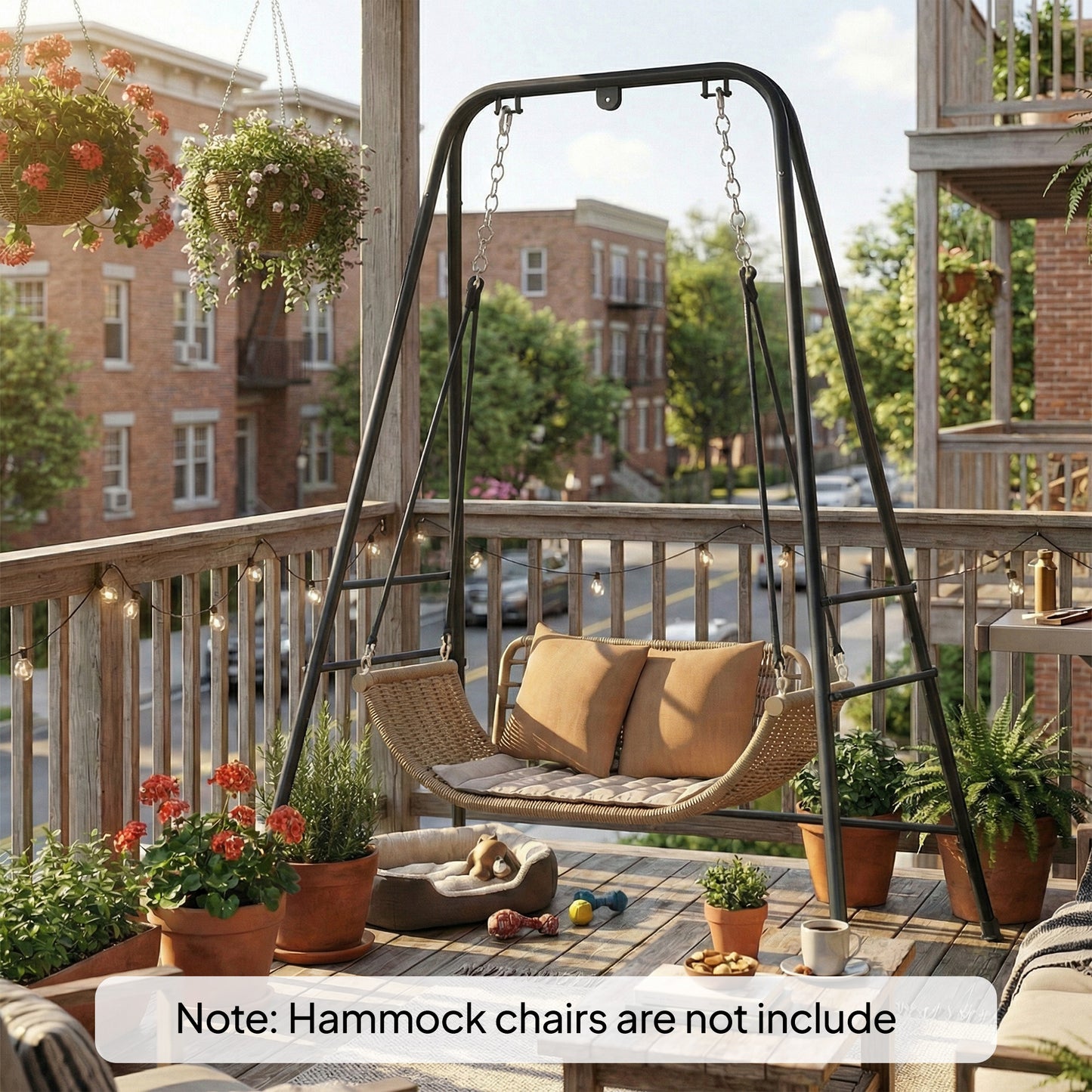 Hammock Chair Stand Only, 150KG Load Capacity, for Indoor Outdoor, Black