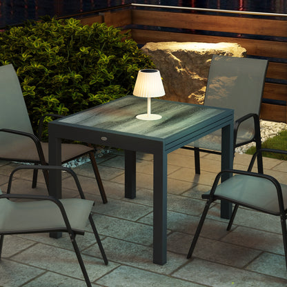 Extending Garden Table, Outdoor Dining Table for 6, Aluminium Frame Rectangular Patio Table with Plastic Board Tabletop