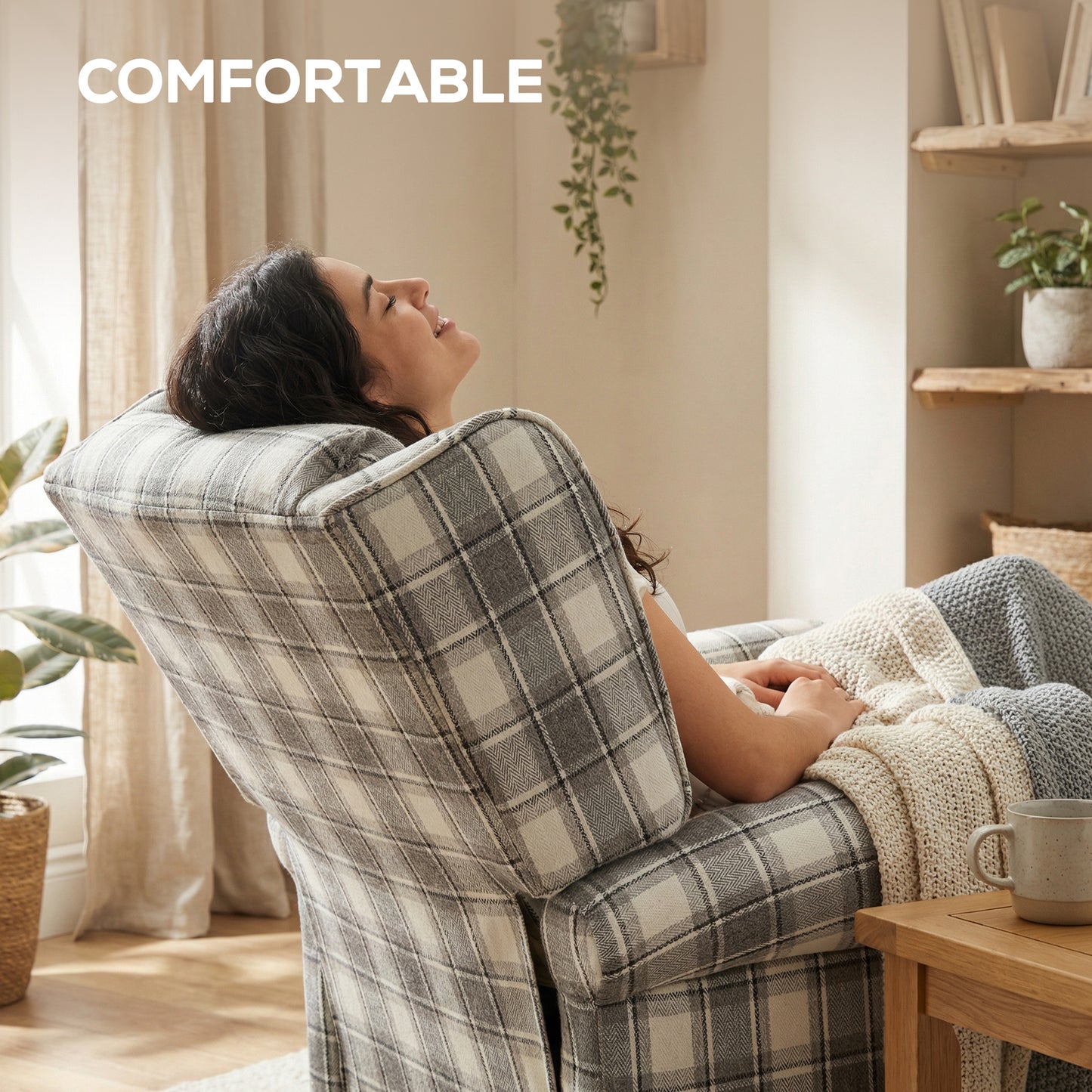 160° Reclining Armchair, with Footrest - Grey and White