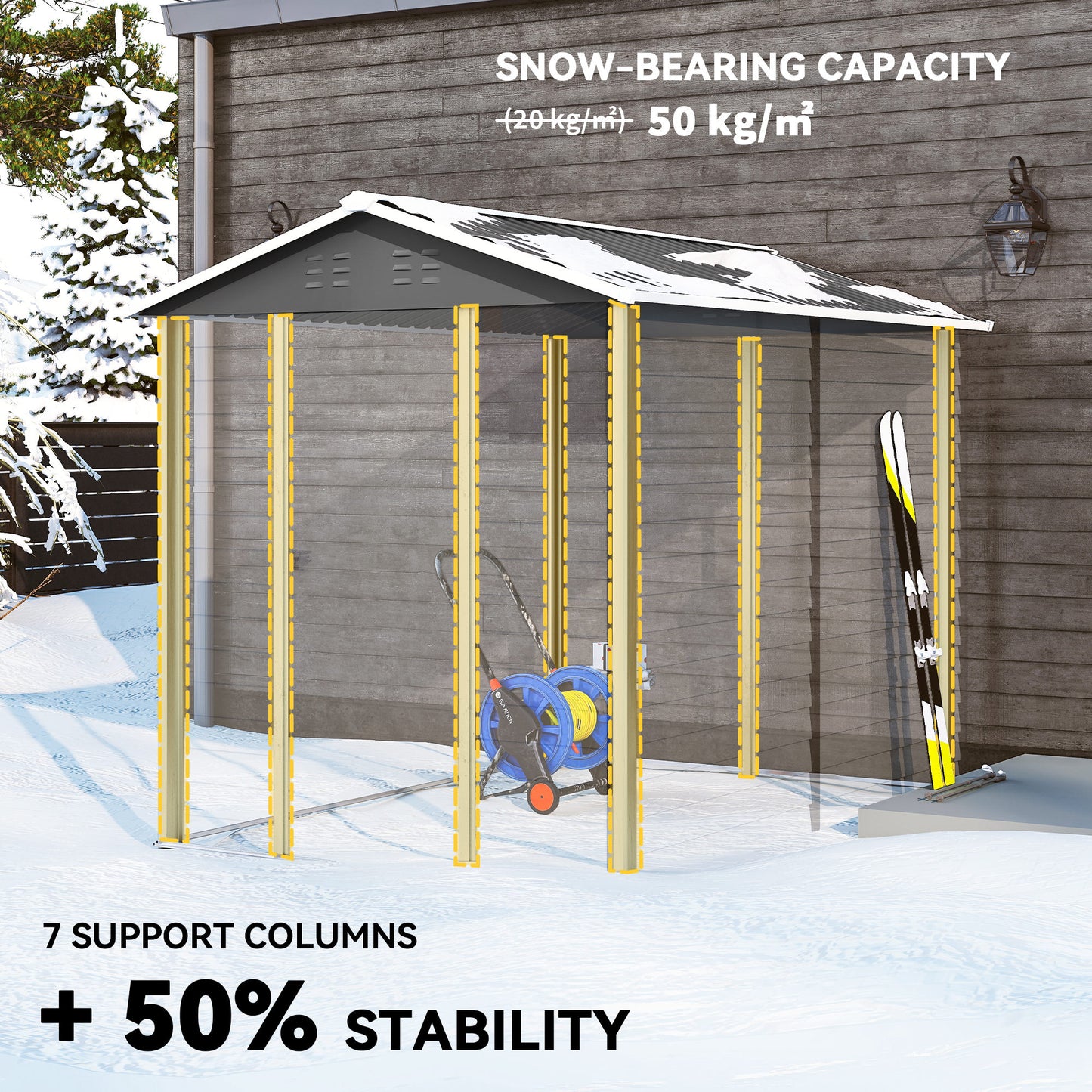 9x 6FT Metal Outdoor Garden Shed, Galvanised Tool Storage Shed w/ Sloped Roof, Lockable Door for Patio Lawn, Dark Grey