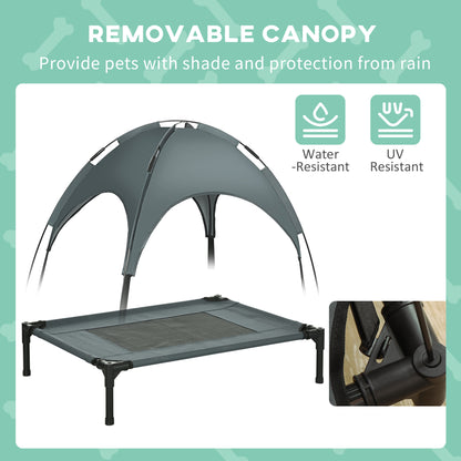Outdoor Dog Bed with Removable Canopy, Portable Raised Dog Bed for Camping, Garden & Beach