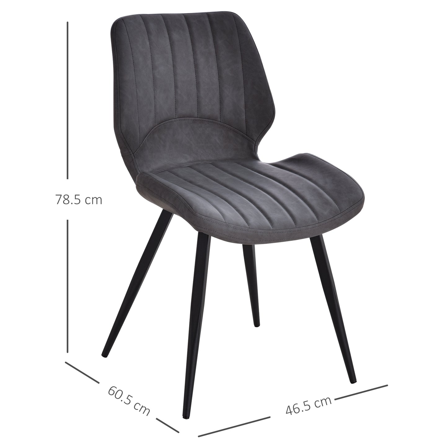 Dining Chairs Set of 2, PU Leather Upholstered Kitchen Chairs with Backs