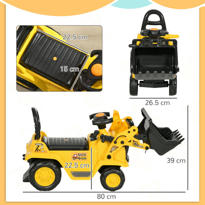 Ride On Tractor, 3 in 1 Ride On Excavator Toy, Toddler Digger Bulldozer with Storage, Pretend Play Construction Truck