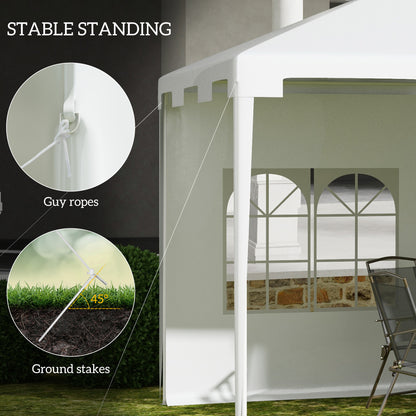 3 x 4 m Garden Gazebo Shelter Marquee Party Tent with 2 Sidewalls for Patio Yard Outdoor - White