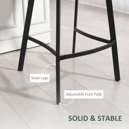 Bar Stools Set of 2, PU Leather Dining Stools with Backrest, Footrest, for Kitchen, Counter, Breakfast Bar, Green