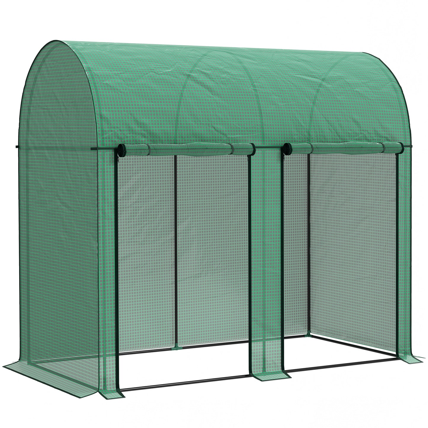 200 x 100cm Walk-In Greenhouse, with Zipped Doors - Green