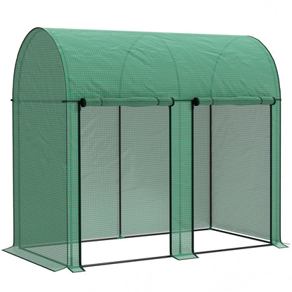 200 x 100cm Walk-In Greenhouse, with Zipped Doors - Green