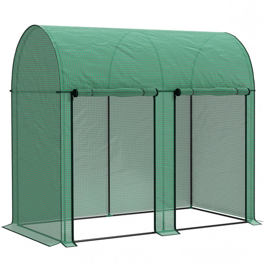 200 x 100cm Walk-In Greenhouse, with Zipped Doors - Green