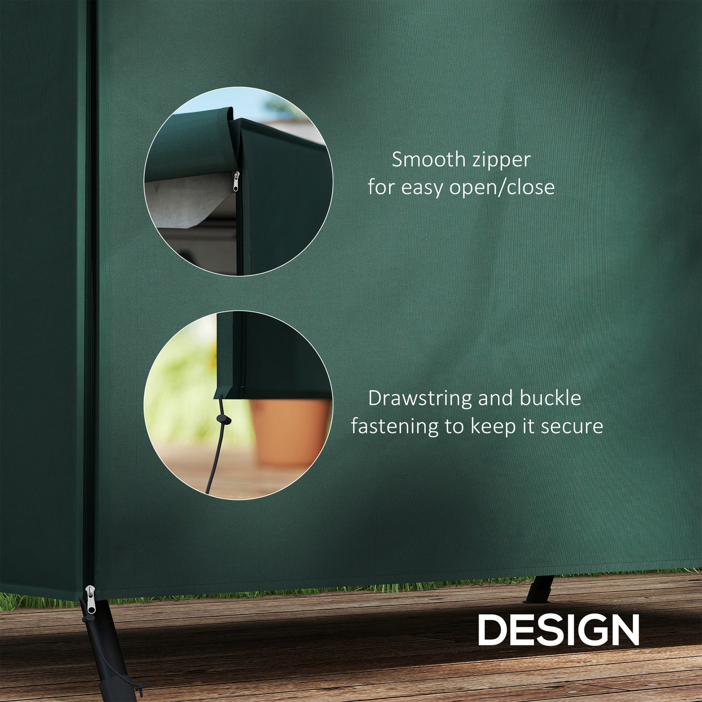 205 x 124cm Three-Seater Swing Chair Protective Cover Deep Green