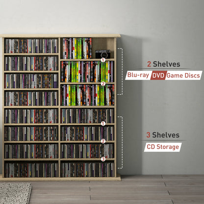 16-Compartment Media Shelf - Nature Wood Finish