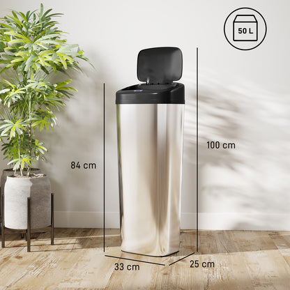 50L Stainless Steel Sensor Bin - Silver Tone
