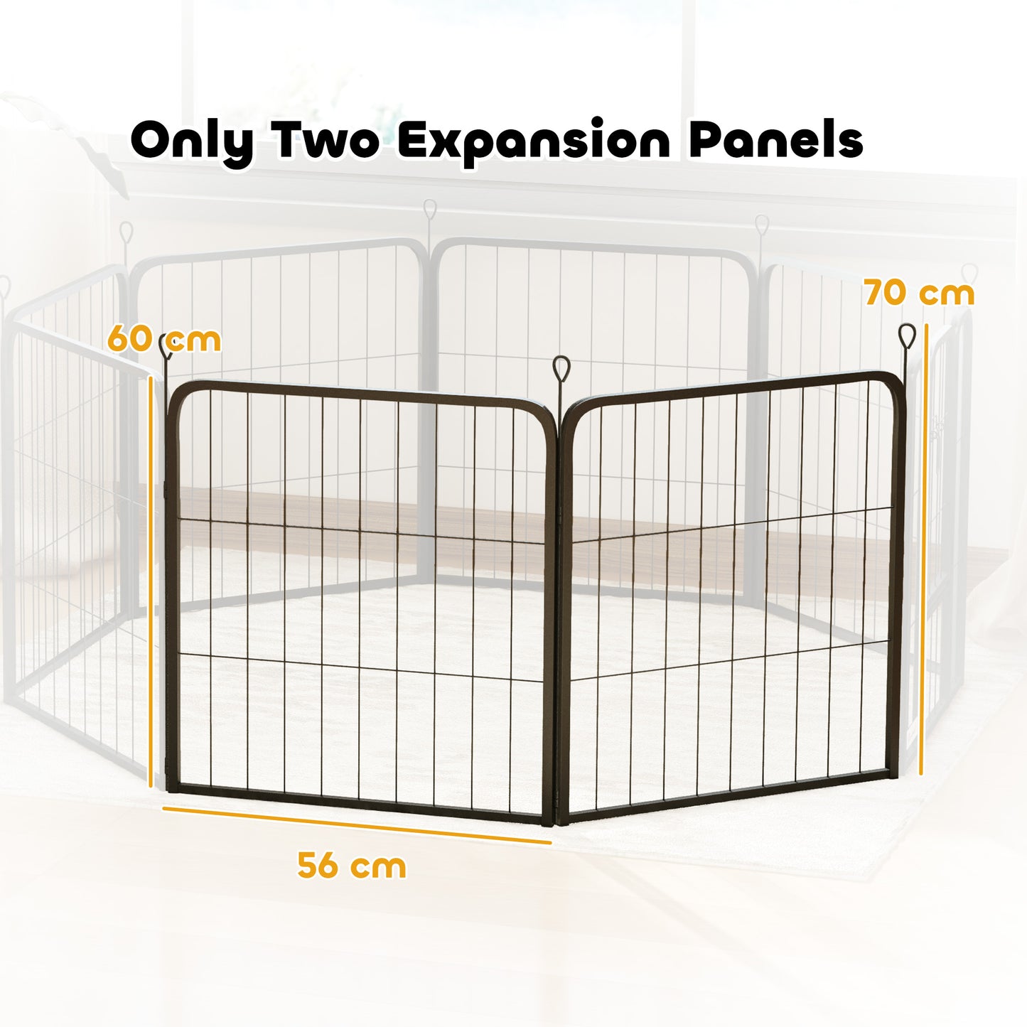 Two-Piece Dog Pen Expansion Pack for Small Dogs, 60cm Tall Animal Pen with Three Connecting Stakes