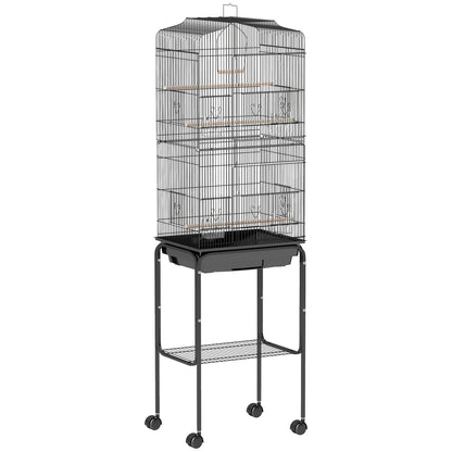Bird Cage Budgie Cages for Finch Canary Parakeet with Stand Wheels Slide-out Tray Accessories Storage Shelf
